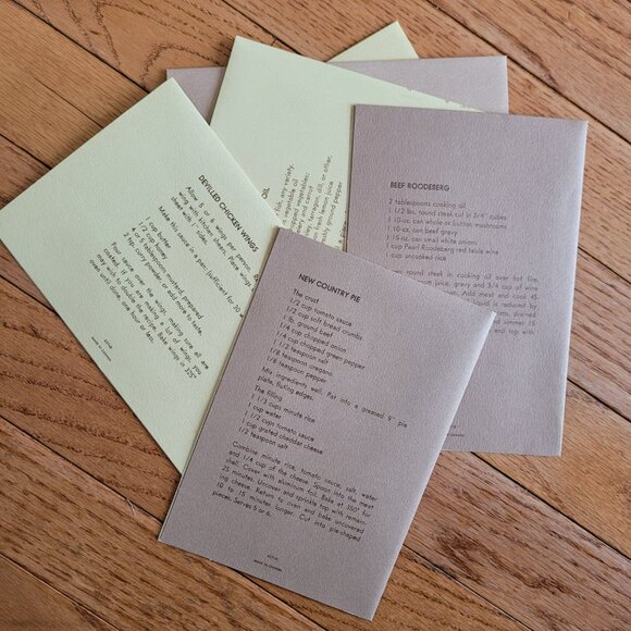 Vintage Recipe Greeting Cards Set of 6 Blank w/ 7 Envelopes - Boxed - Picture 3 of 12